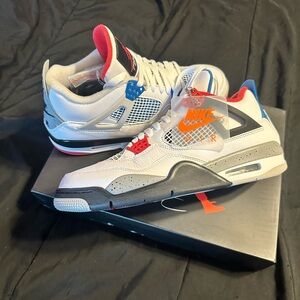 Nike Air Jordan 4 White with Red and Blue Accents DEADSTOCK 2019 Release